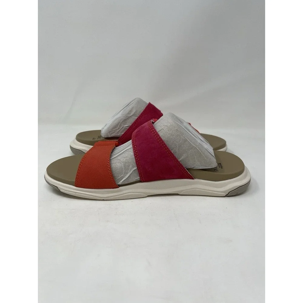 Size 8 Women's Earth Origins Vesper Multicolor 2 Strap Slip On Suede Sandals